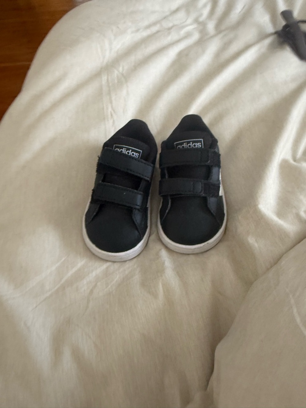 adidas Kids Black and White Velcro Sneakers